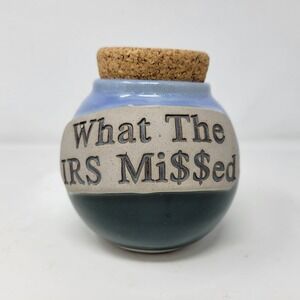 Tumbleweed Pottery What The IRS Missed Cork Lid Jar Handmade NC